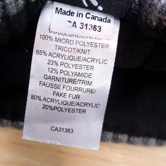 KYI KYI CANADA Womens Hat Gray Beanie Fold Up Ribbed Knit Faux Fur Pom Pom $71 - Picture 4 of 5